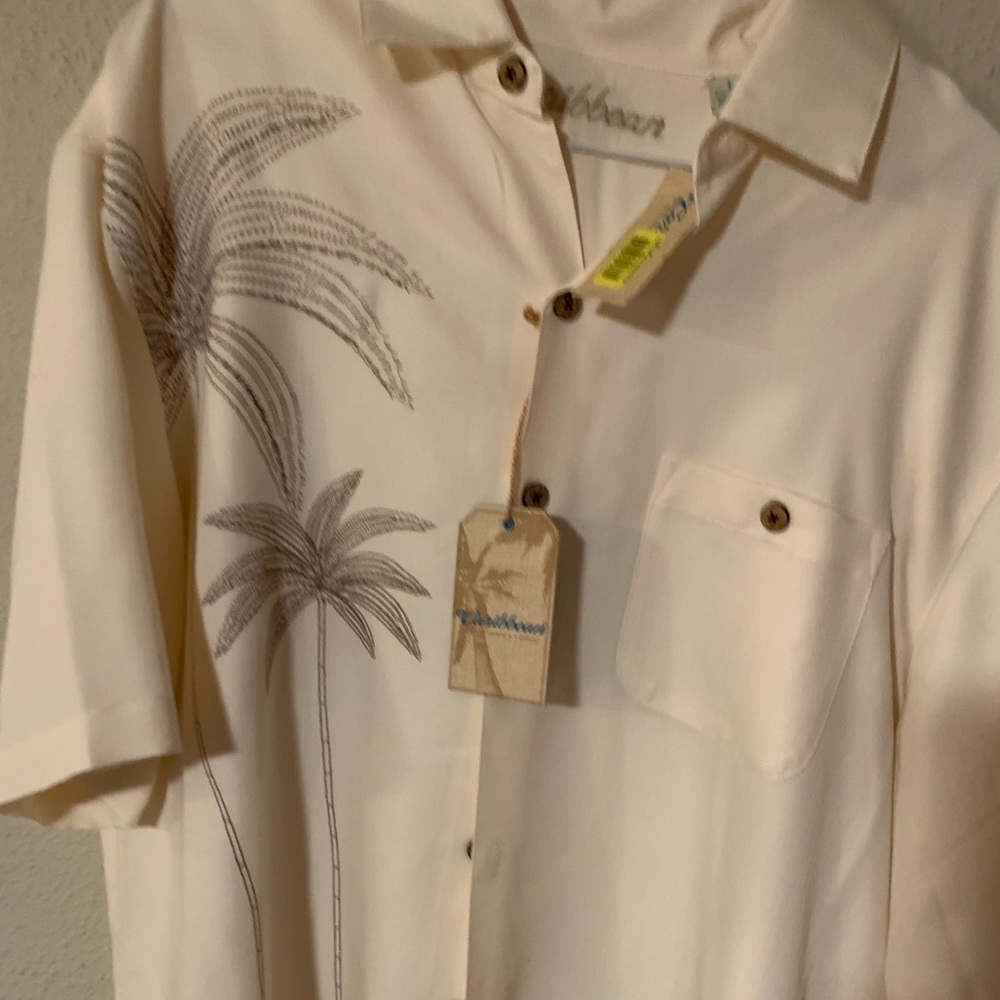 Caribbean Button Down Silk Ivory Shirt
